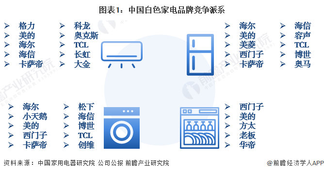 图表1：中国白色家电品牌竞争派系/